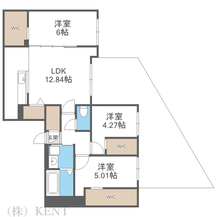 ラ・シュエット桑園(3LDK/1階)の間取り写真