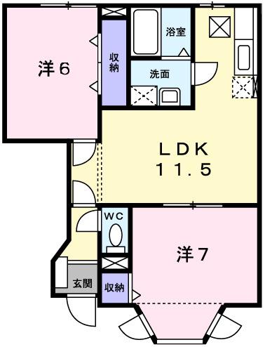 レジデンス夢前(2LDK/1階)の間取り写真