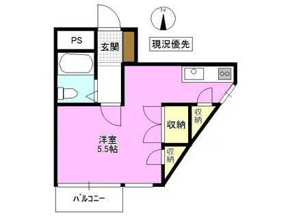 コーポ丸山(ワンルーム/2階)の間取り写真