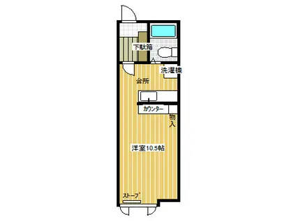 ゴールデンハイツA(ワンルーム/2階)の間取り写真