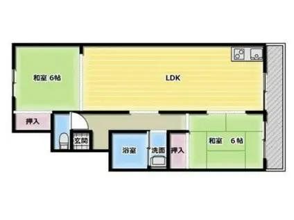 中之庄ハイツ(2LDK/4階)の間取り写真