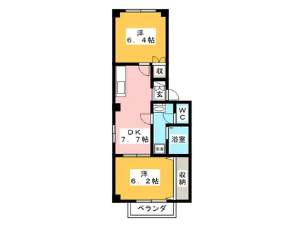 アビタシオン祈年(2DK/2階)の間取り写真