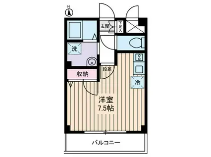 Mフラット(ワンルーム/2階)の間取り写真