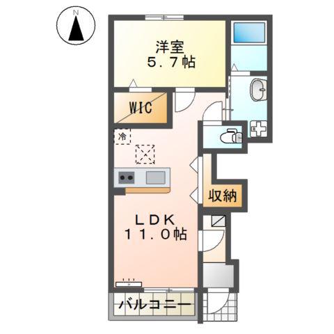 CASA ESTE唐津A(1LDK/1階)の間取り写真