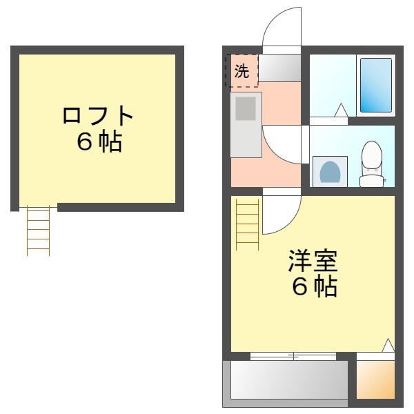 ルーエ 1番館(1SK/1階)の間取り写真