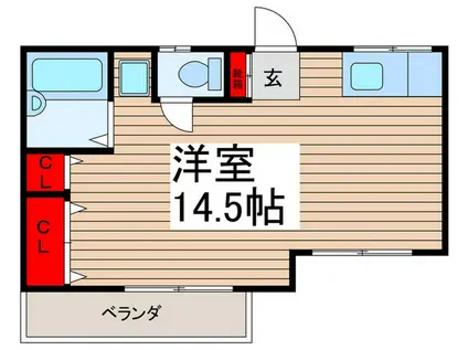 鎌ヶ谷パ-クハイツ(ワンルーム/2階)の間取り写真