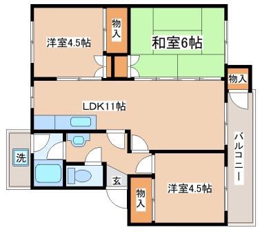 狩口台38号棟(3LDK/5階)の間取り写真
