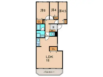 コープ野村伊丹昆陽A棟(3LDK/4階)の間取り写真