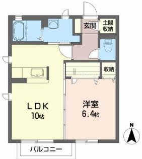 ソレーユベルテ(1LDK/2階)の間取り写真