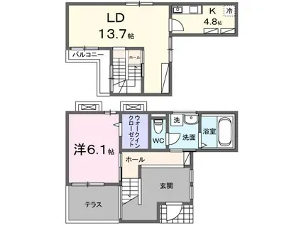 ひだまりガーデンテラスII(1LDK/1階)の間取り写真