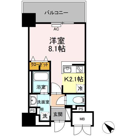 D FOREST 甲南(1K/5階)の間取り写真