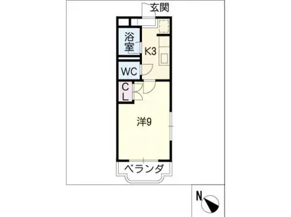 グランディール(1K/3階)の間取り写真