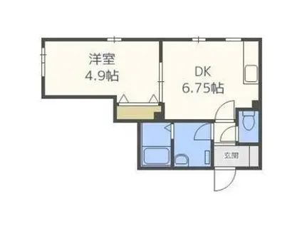 CASA西町グランデA(1DK/3階)の間取り写真