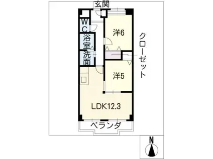 ヒラソル花の家(2LDK/2階)の間取り写真