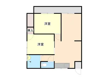 パームハイツ(2LDK/2階)の間取り写真