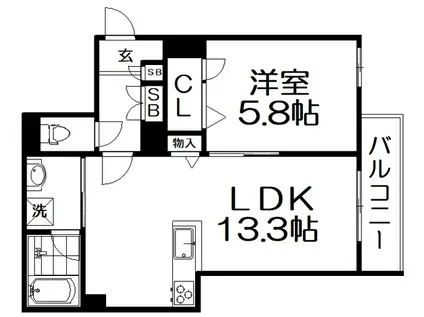 サンヴィアンテ長尾II(1LDK/2階)の間取り写真