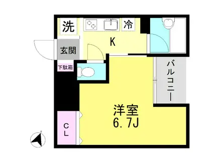 サンガーデン宮本町(1K/3階)の間取り写真