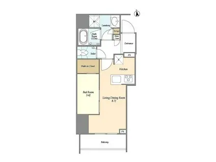 ルジェンテ新宿御苑前(1LDK/1階)の間取り写真