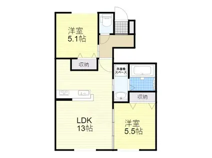 グランボナール下野田A棟(2LDK/1階)の間取り写真