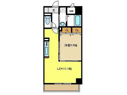 ウィステリア(1LDK/3階)の間取り写真