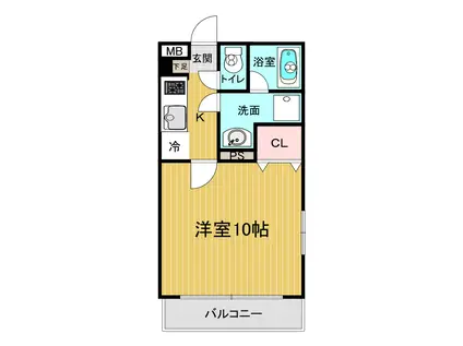 ピュアブリス中山道(1K/1階)の間取り写真