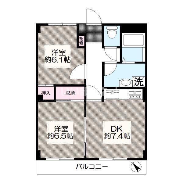 エバールミナス(2DK/2階)の間取り写真