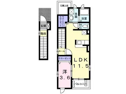 バ-ミィ・ハウスSII(1LDK/2階)の間取り写真