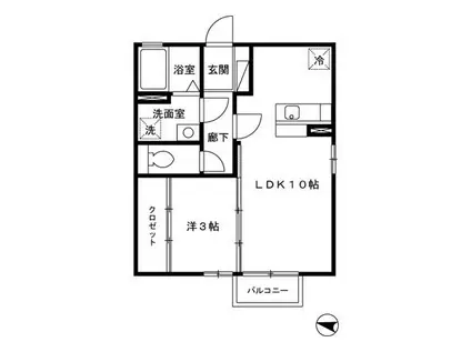 レセンテヒル(1LDK/2階)の間取り写真