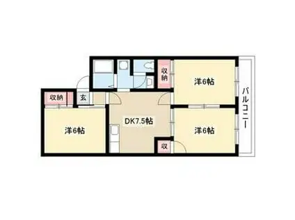 アーバンライフ瀬戸口(3DK/1階)の間取り写真