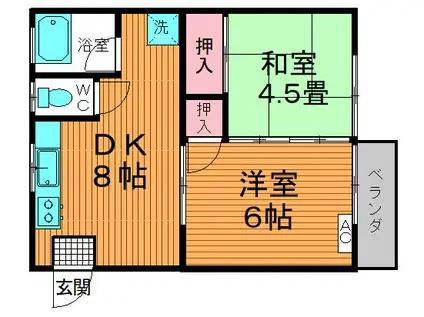 コーポラス桜井(2DK/1階)の間取り写真