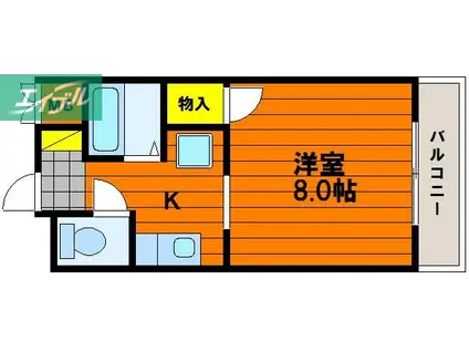 ジュネス津島(1K/2階)の間取り写真