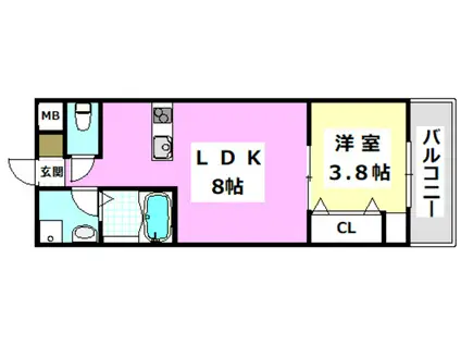 ソルヴィヴェール千里丘(1LDK/3階)の間取り写真