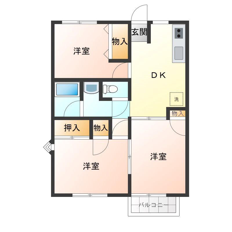 三田コーポ(3DK/2階)の間取り写真