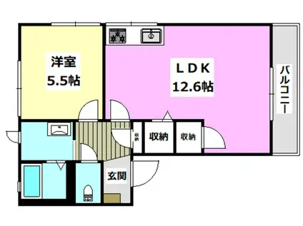 サンシャイン中津(1LDK/2階)の間取り写真
