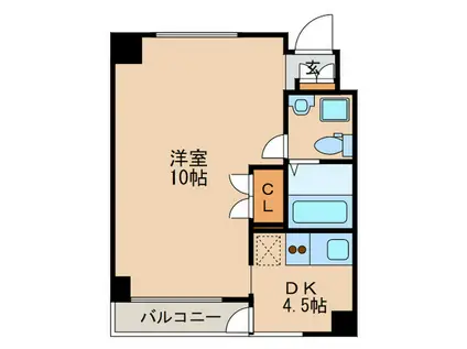 KDXレジデンス西新(1DK/3階)の間取り写真