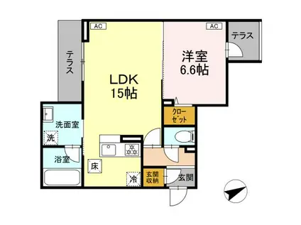 ディーレジデンス稲城(1LDK/1階)の間取り写真