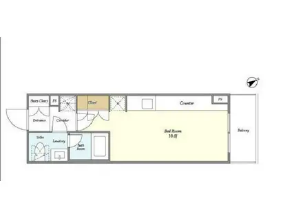 ジオエント門前仲町(ワンルーム/10階)の間取り写真