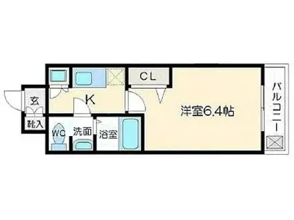 ジュネーゼグラン南堀江(1K/7階)の間取り写真