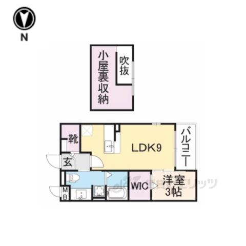 プランタンソレイユ(1DK/2階)の間取り写真