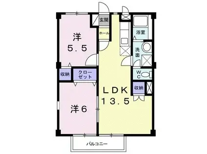 ハピネス渋谷(2LDK/2階)の間取り写真