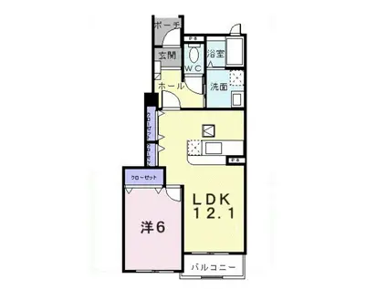 グレイトビューFUJI(1LDK/1階)の間取り写真