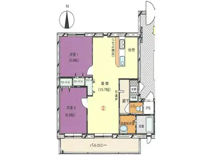 ブライム ブルーム 302(2LDK/3階)の間取り写真