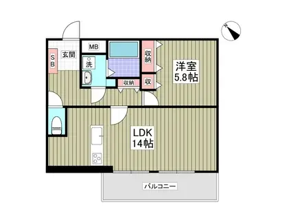 折井コーポ(1LDK/3階)の間取り写真