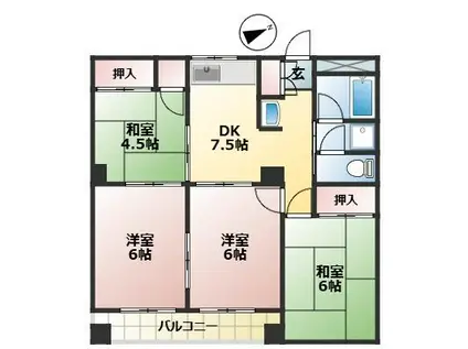 パークヒルズ東所沢(4DK/2階)の間取り写真