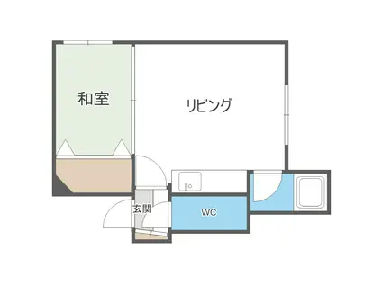 北菱パークハイツ(1DK/2階)の間取り写真