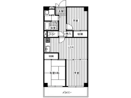 大淀町スカイハイツ(3LDK/5階)の間取り写真