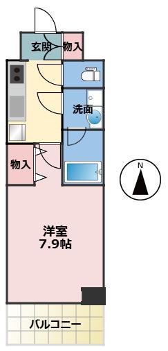 スプランディッド上本町ウエスト(1K/13階)の間取り写真