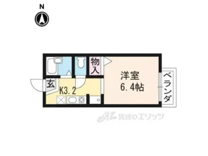 クローバーハウス御陵(1K/2階)の間取り写真