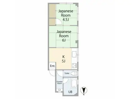 JR山手線 大崎駅 徒歩10分 3階建 築51年(2K/1階)の間取り写真