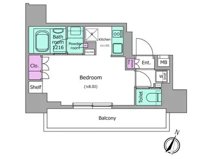 ブラウ門前仲町(ワンルーム/7階)の間取り写真